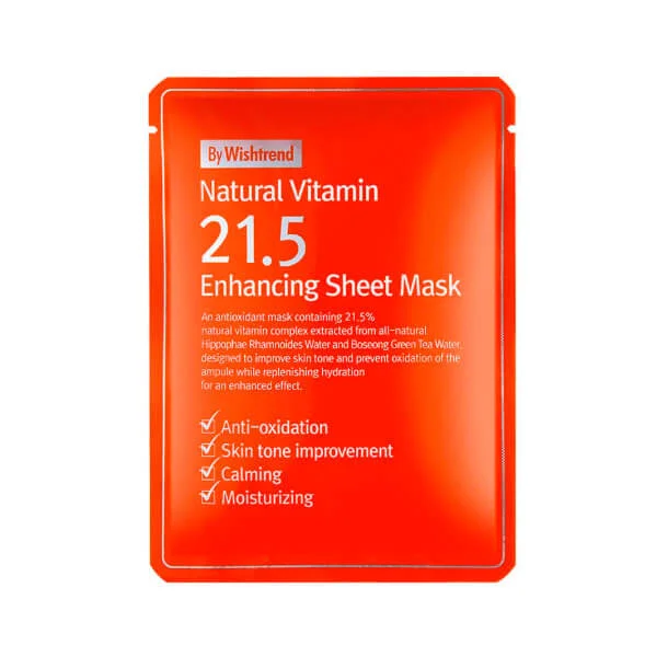 Витаминная антиоксидантная тканевая маска By Wishtrend Natural Vitamin 21,5% Enchancing Sheet Mask
