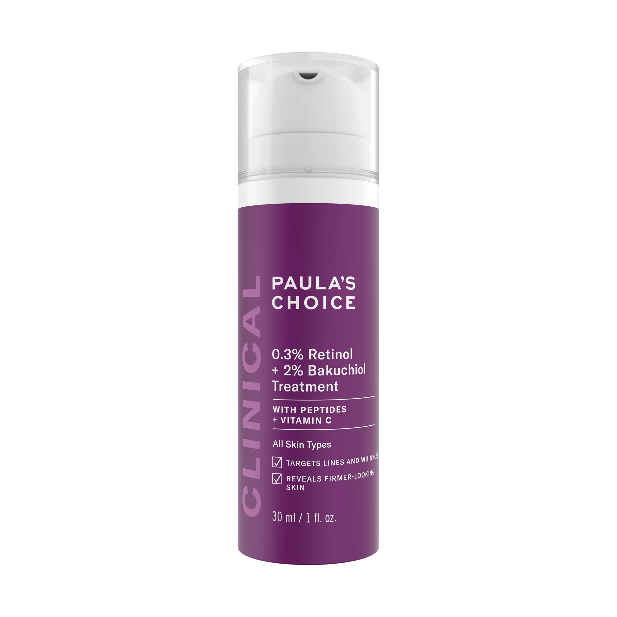 Антивозрастная сыворотка с ретинолом и бакучиолом 30 мл / Clinical 0.3% retinol + 2% bakuchiol treatment