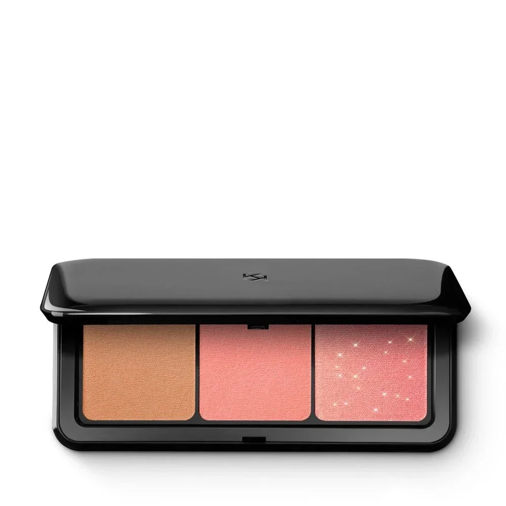 Палетка для лица: бронзер и румяна в матовом и металлическом финише KIKO Multi Finish Trio 01 Coral