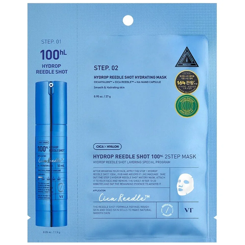 Двухфазная увлажняющая маска с микроиглами VT Cosmetics Hydrop Reedle Shot 100hL 2Step Mask