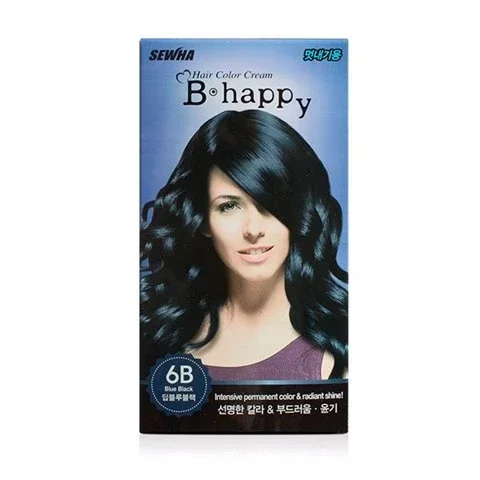 Интенсивная крем-краска для волос с эффектом ламинирования B happy 6B Bluish Black 6B