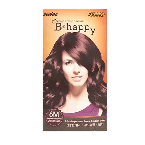 Интенсивная крем-краска для волос с эффектом ламинирования B happy 6M  Deep Dark Red Brown 6M
