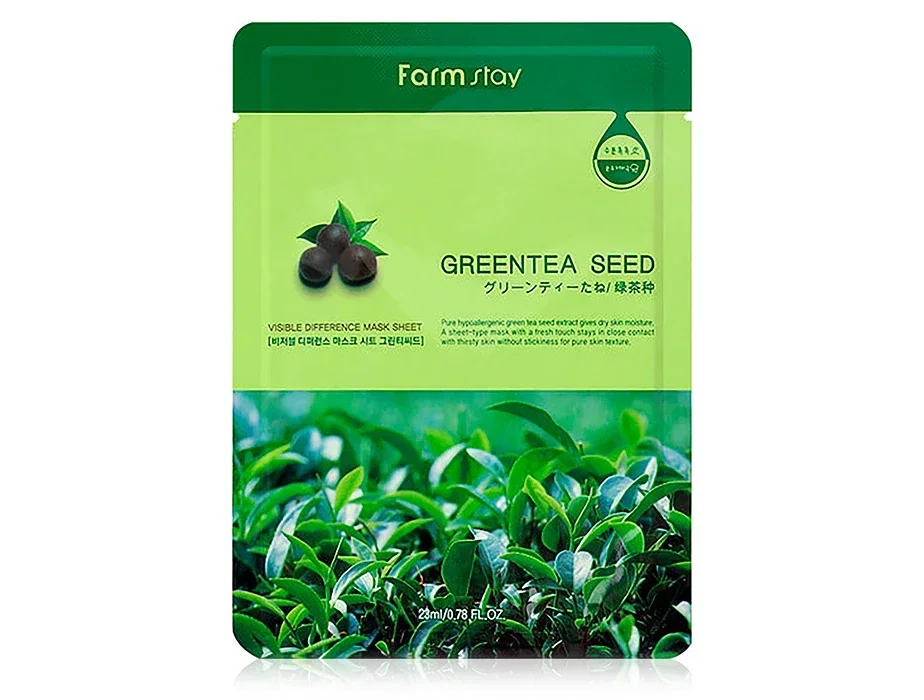 Тканевая маска для лица с экстрактом семян зеленого чая FarmStay FarmStay Visible Difference Mask Sheet Green Tea Seed
