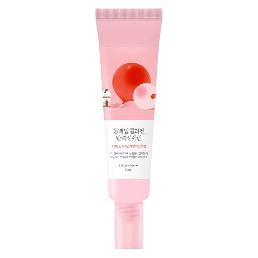 Солнцезащитная сыворотка с коллагеном Round Lab Camellia Deep Collagen Firming Sun Serum SPF50+ PA++++