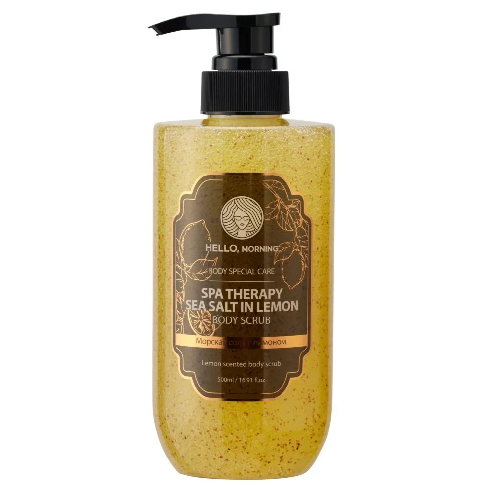 Hello, Morning Spa Therapy Sea Salt in Lemon Body Scrub Гипоаллергенный скраб-гель для душа Лимон 500 мл