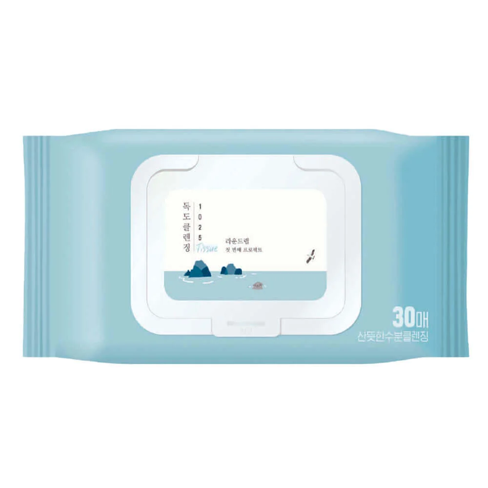 Очищающие салфетки для снятия макияжа Round Lab 1025 Dokdo Cleansing Tissue